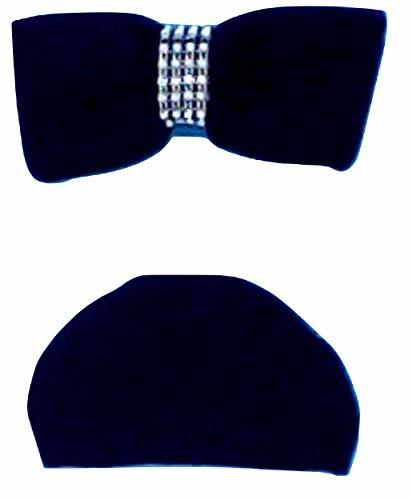 Islands Earth Black Velvet Faux & Silver Bow Tie & Pocket Square Piece Set. An I