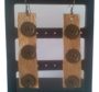Islands Earth Original Buttons Earrings Gold Brown 2.5" Lx 1/2" W. Faux Leather/