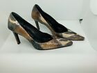 Richard Tyler Snake Skin Pump Heel Black Blue Beige Leather Pointed Toe 7.5