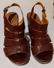 Saks Fifth Avenue Shoe Leather Wedge Heel Brown Size 8 Straps